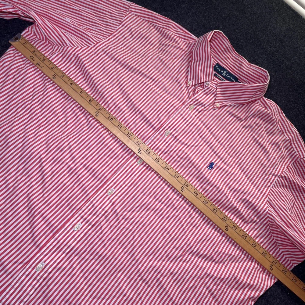 Ralph Lauren Button Down Mens XXL Red White Classic Fit Striped Pony